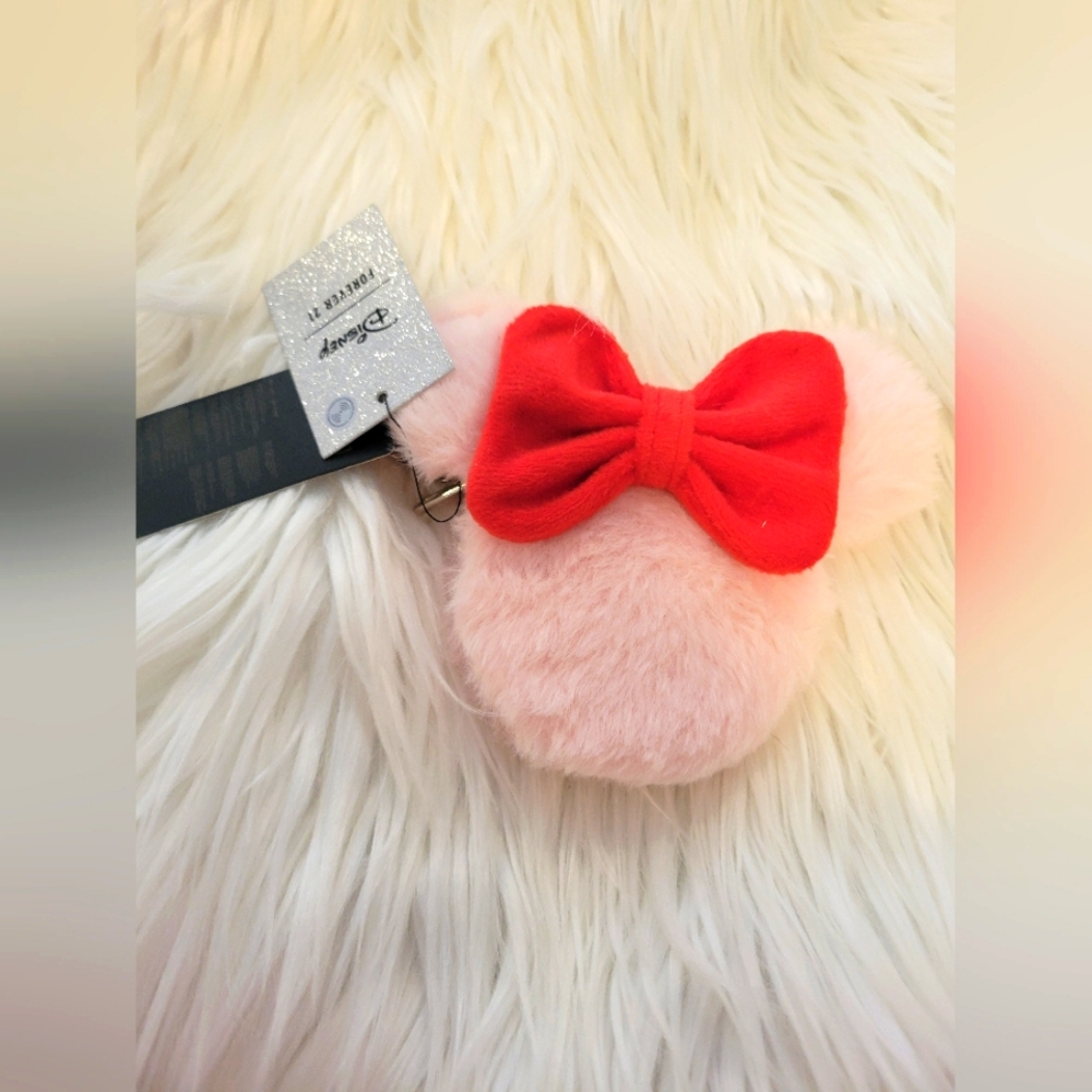 Disney Pink Plush Mini Bag with Red Bow New In Bag